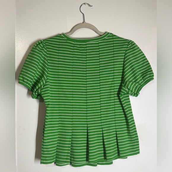 Maeve Green Striped Peplum Short Sleeve Top - Picture 5 of 9